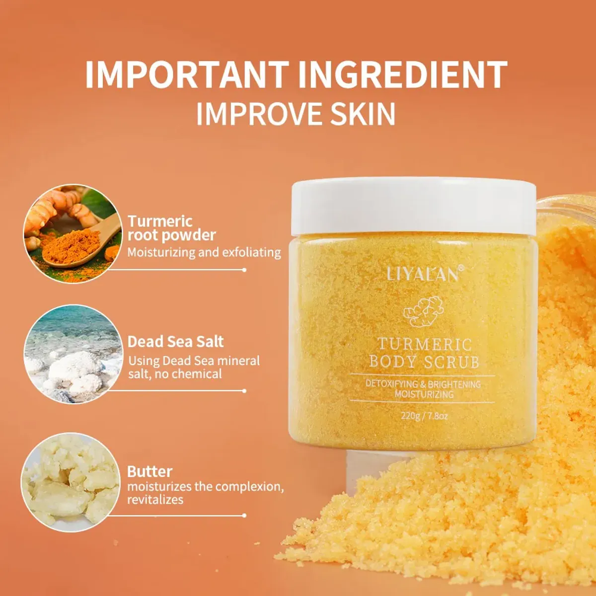 Liyalan Tumeric Body Scrub (220 gram)