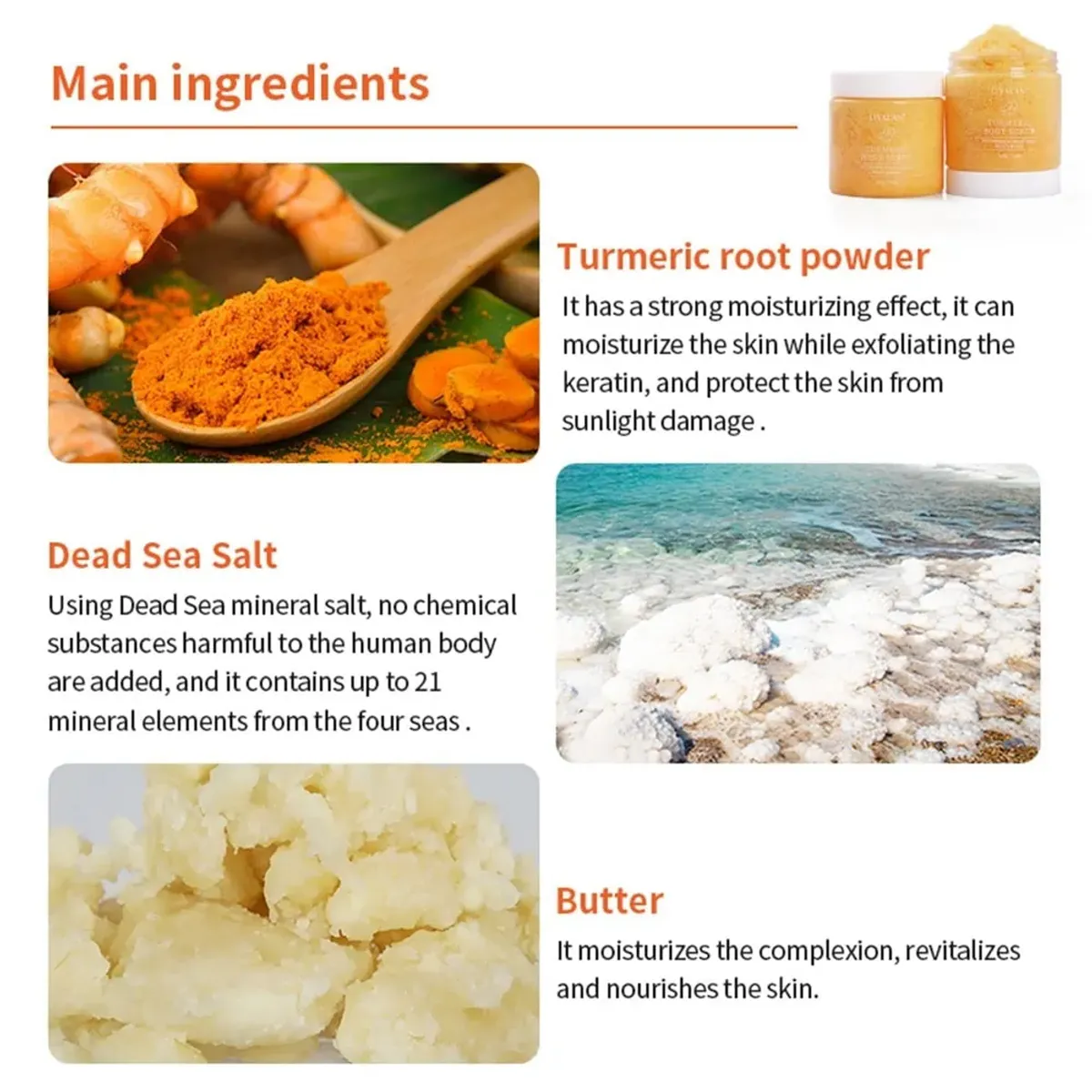 Liyalan Tumeric Body Scrub (220 gram) Dødehavssalt NaturalBeauty.no